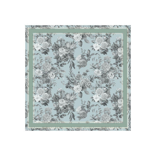 Grey Flowers in Teal Pocket Square