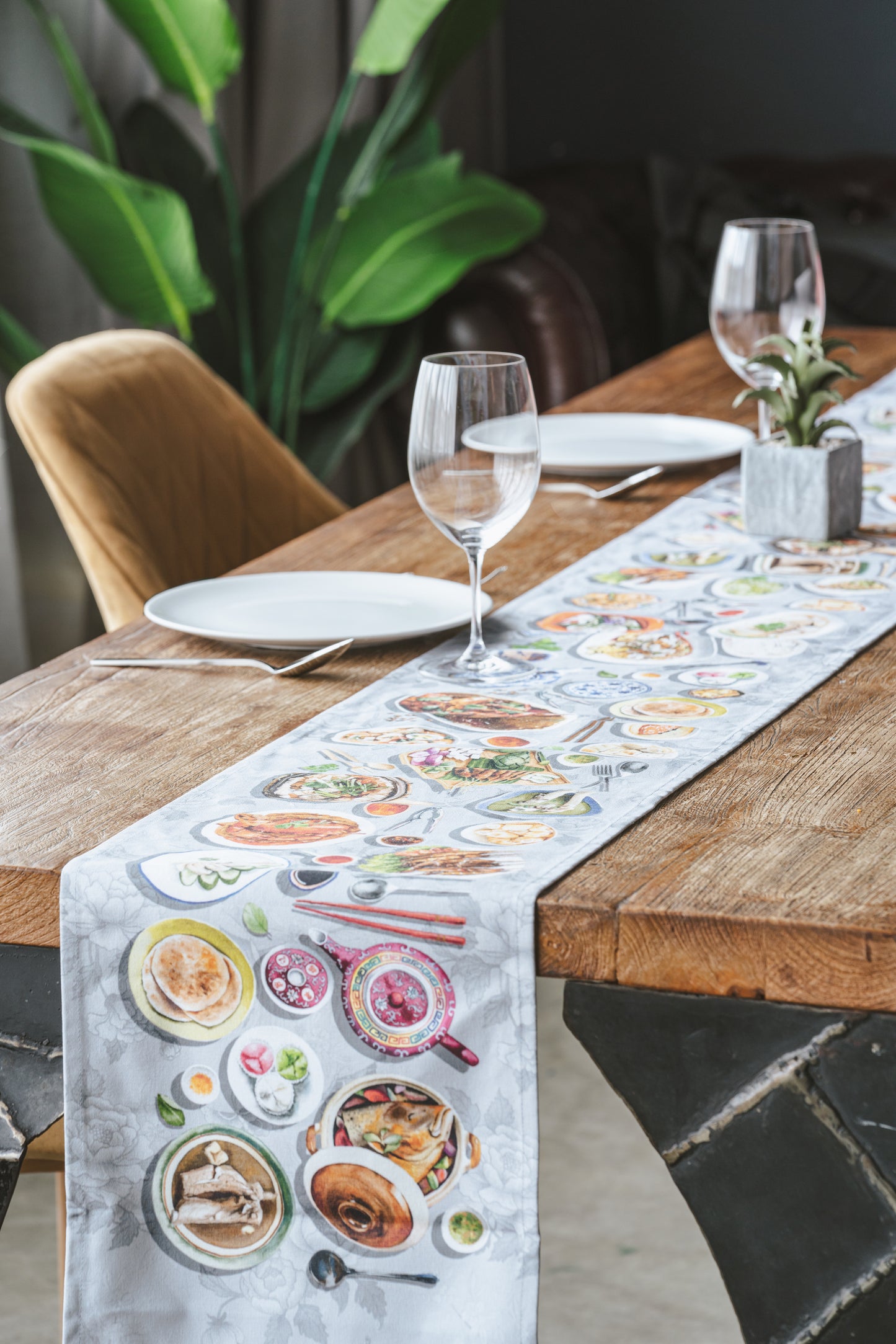 Singapore Hawker Food Table Runner