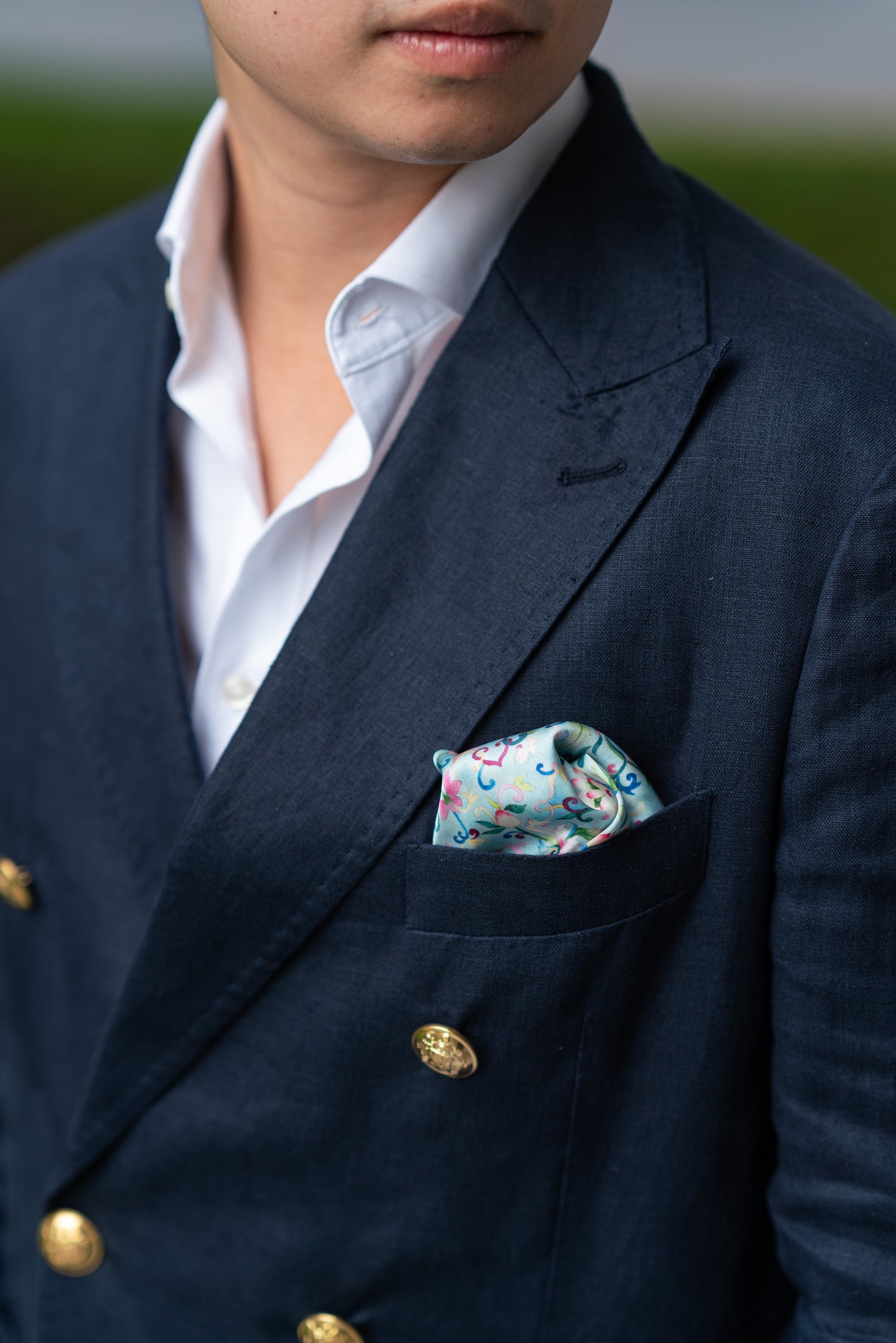 Chinese Floral Pocket Square