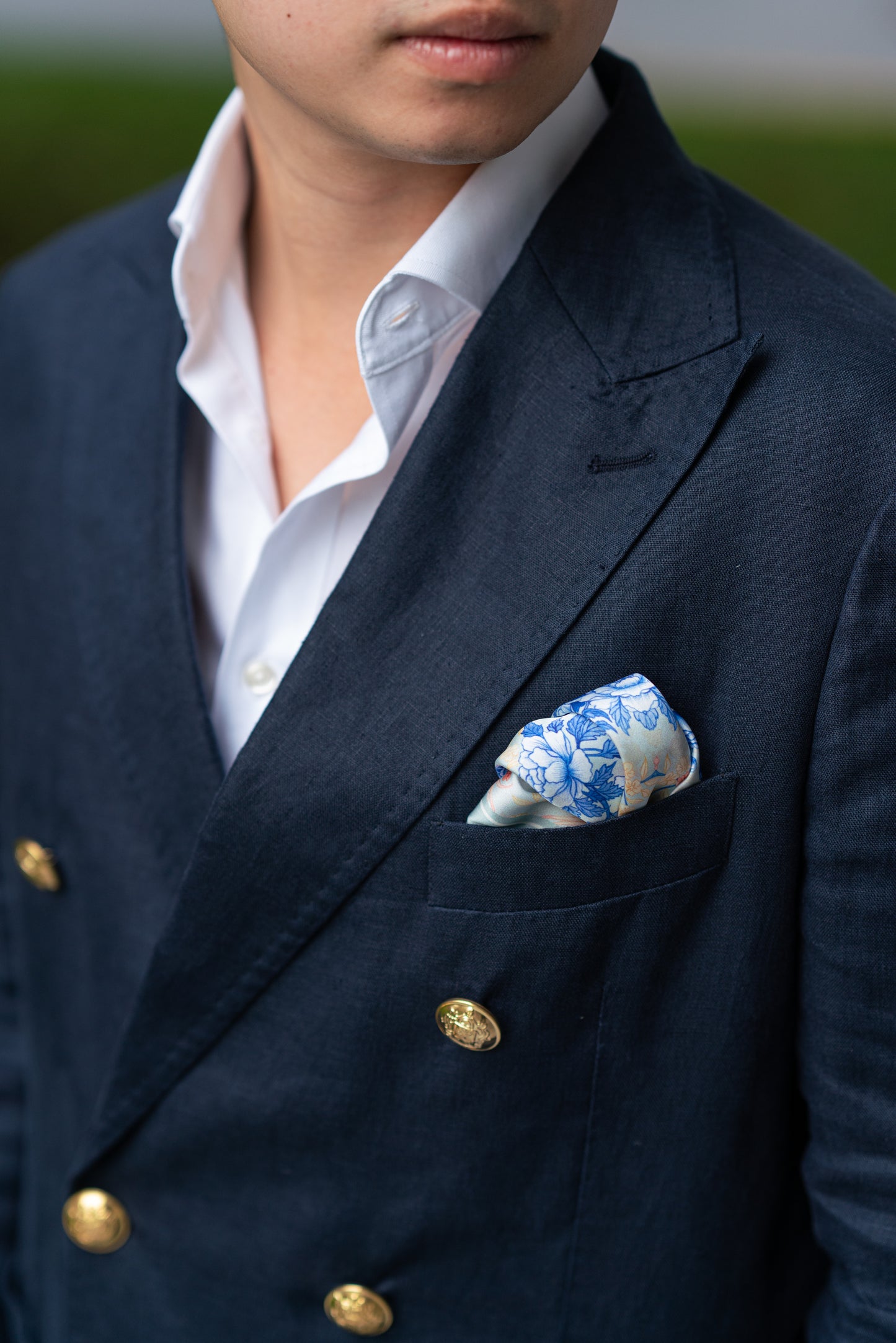 Birds & Butterfly Grey Pocket Square